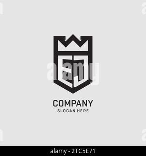 Initial EJ logo shield shape, creative esport logo design vector graphic Stock Vector