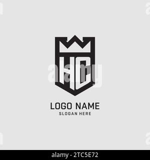 Initial HC logo shield shape, creative esport logo design vector graphic Stock Vector