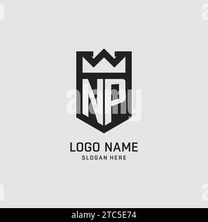 Initial NP logo shield shape, creative esport logo design vector graphic Stock Vector