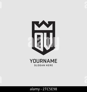 Initial OV logo shield shape, creative esport logo design vector graphic Stock Vector
