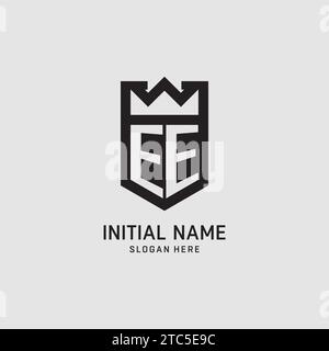 Initial EE logo shield shape, creative esport logo design vector graphic Stock Vector