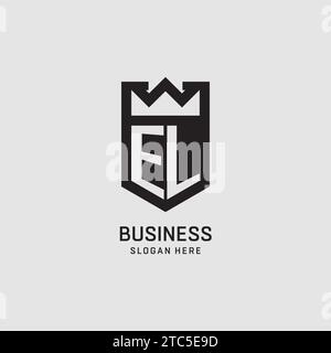 Initial EL logo shield shape, creative esport logo design vector graphic Stock Vector