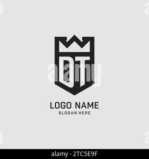 Initial DT logo shield shape, creative esport logo design vector graphic Stock Vector