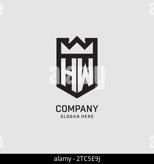 Initial HW logo shield shape, creative esport logo design vector graphic Stock Vector