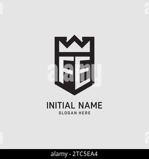Initial FE logo shield shape, creative esport logo design vector graphic Stock Vector