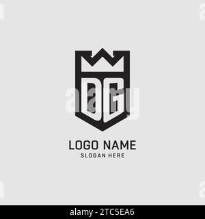 Initial DG logo shield shape, creative esport logo design vector graphic Stock Vector