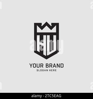 Initial HU logo shield shape, creative esport logo design vector graphic Stock Vector