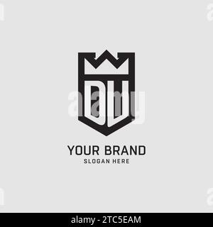 Initial DU logo shield shape, creative esport logo design vector graphic Stock Vector