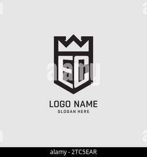 Initial EC logo shield shape, creative esport logo design vector graphic Stock Vector