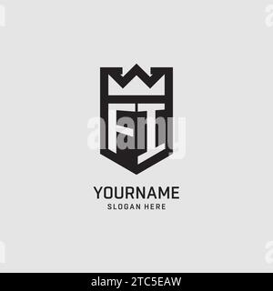 Initial FI logo shield shape, creative esport logo design vector graphic Stock Vector