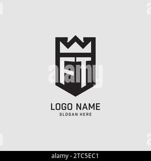 Initial FT logo shield shape, creative esport logo design vector graphic Stock Vector