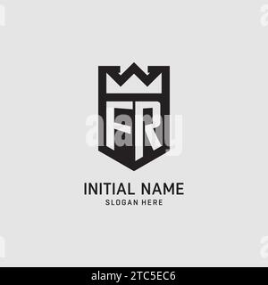 Initial FR logo shield shape, creative esport logo design vector graphic Stock Vector