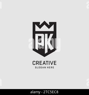 Initial PK logo shield shape, creative esport logo design vector graphic Stock Vector