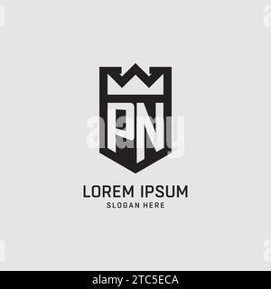 Initial PN logo shield shape, creative esport logo design vector graphic Stock Vector
