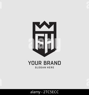 Initial FH logo shield shape, creative esport logo design vector graphic Stock Vector