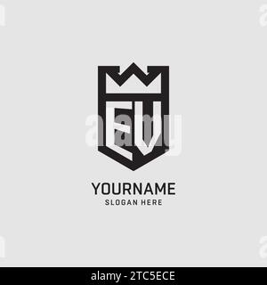 Initial EV logo shield shape, creative esport logo design vector graphic Stock Vector