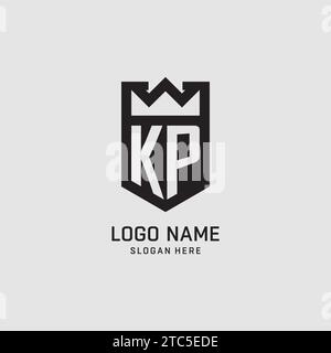 Initial KP logo shield shape, creative esport logo design vector graphic Stock Vector