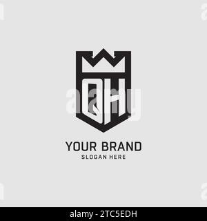 Initial QH logo shield shape, creative esport logo design vector graphic Stock Vector