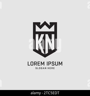 Initial KN logo shield shape, creative esport logo design vector graphic Stock Vector