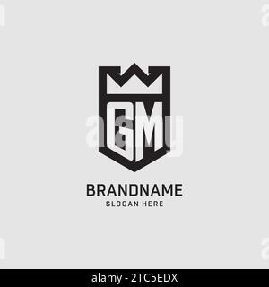 Initial GM logo shield shape, creative esport logo design vector graphic Stock Vector