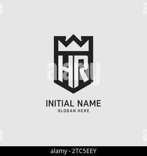 Initial HR logo shield shape, creative esport logo design vector graphic Stock Vector