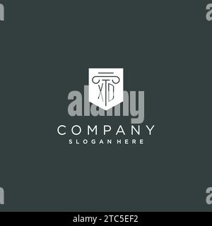 XD monogram with pillar and shield logo design, luxury and elegant logo for legal firm vector graphic Stock Vector