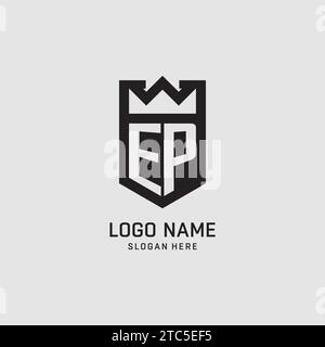 Initial EP logo shield shape, creative esport logo design vector graphic Stock Vector
