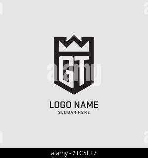 Initial GT logo shield shape, creative esport logo design vector graphic Stock Vector