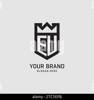 Initial EU logo shield shape, creative esport logo design vector graphic Stock Vector