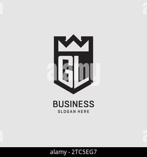 Initial GL logo shield shape, creative esport logo design vector graphic Stock Vector