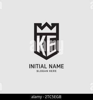 Initial KE logo shield shape, creative esport logo design vector graphic Stock Vector