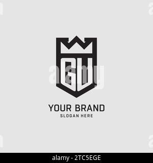 Initial GU logo shield shape, creative esport logo design vector graphic Stock Vector