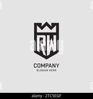 Initial RW logo shield shape, creative esport logo design vector graphic Stock Vector