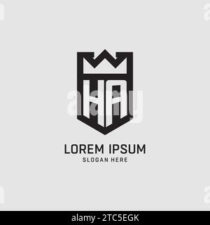 Initial HA logo shield shape, creative esport logo design vector graphic Stock Vector