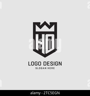 Initial HO logo shield shape, creative esport logo design vector graphic Stock Vector