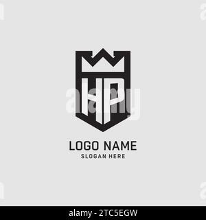 Initial HP logo shield shape, creative esport logo design vector graphic Stock Vector