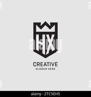 Initial HX logo shield shape, creative esport logo design vector graphic Stock Vector