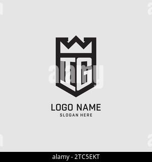 Initial IG logo shield shape, creative esport logo design vector graphic Stock Vector