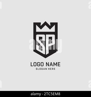 Initial SP logo shield shape, creative esport logo design vector graphic Stock Vector