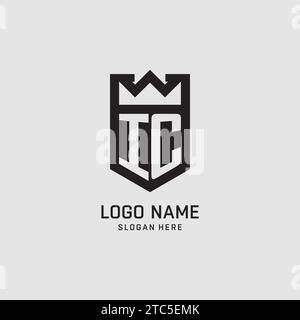 Initial IC logo shield shape, creative esport logo design vector graphic Stock Vector