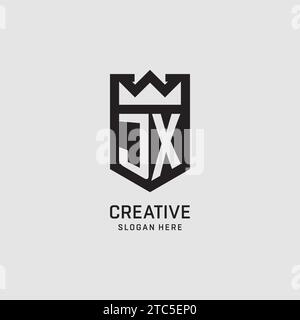 Initial JX logo shield shape, creative esport logo design vector graphic Stock Vector