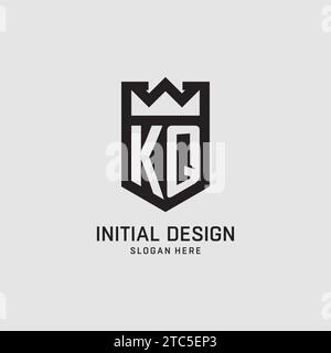 Initial KQ logo shield shape, creative esport logo design vector graphic Stock Vector