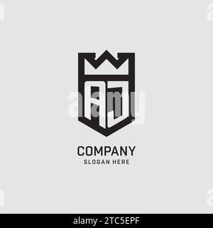 Initial AJ logo shield shape, creative esport logo design vector graphic Stock Vector