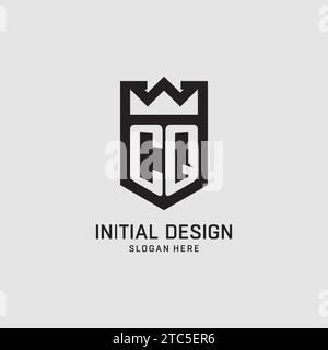 Initial CQ logo shield shape, creative esport logo design vector graphic Stock Vector