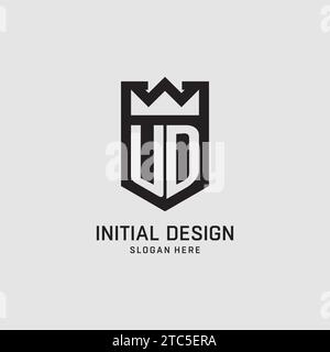 Initial UD logo shield shape, creative esport logo design vector graphic Stock Vector