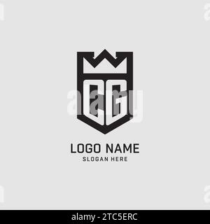 Initial CG logo shield shape, creative esport logo design vector graphic Stock Vector