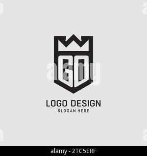 Initial GO logo shield shape, creative esport logo design vector graphic Stock Vector