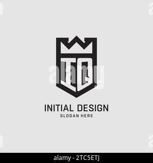 Initial IQ logo shield shape, creative esport logo design vector graphic Stock Vector