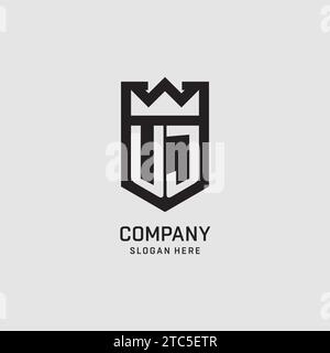Initial UJ logo shield shape, creative esport logo design vector graphic Stock Vector