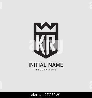 Initial KR logo shield shape, creative esport logo design vector graphic Stock Vector